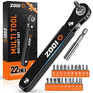 Zooi 22-In-1 Right Angle 90 Degree Ratchet Screwdriver Set (Black) $5.99 + Free Shipping w/ Prime or on $35+