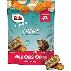 [NEW, SnS, AC] $2.32 | 7.5-Oz Dole for Pets Freshly Fetched Dog Chews with Banana and Pumpkin Flavor at Amazon