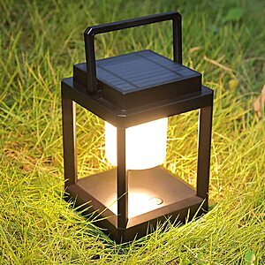 LETRY Outdoor Table Lamp, Brightness LED Nightstand Lantern, Portable Rechargeable Solar Lamp $17.99