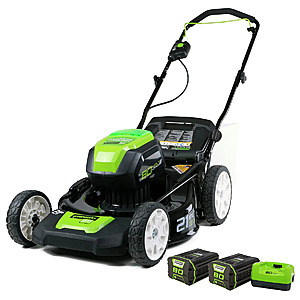 Greenworks Pro 80V 21" Brushless Push Lawn Mower w/ (2) 2.0Ah Batteries & Rapid Charger + Free Shipping $340