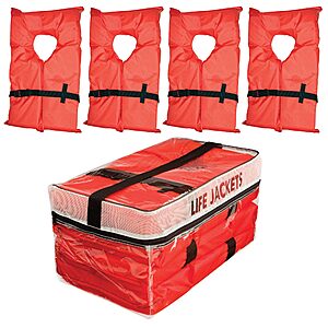 4 Pk. Absolute Outdoor Kent Clear Storage Bag with Type II Life Jackets (Adult, Orange) $39.99 + Free Shipping