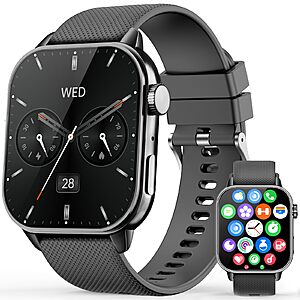 MFVLP 1.85" AMOLED IP68 Waterproof Smart Watch w/ Bluetooth Calling & 120+ Sports Modes (Deep Black or Grey Silver) $14.99 + Free Shipping w/ Prime or on $35+