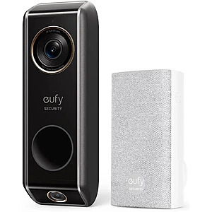 Certified Refurbished: eufy Dual Camera Smart Video Doorbell + Chime 2K HDR Security Cam work w/ Alexa $49.99