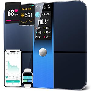RunStar Scale for Body Weight, Precision Digital Bathroom Smart Scale with 3.5" TFT Color Large Display for BMI Muscle Mass Heart Rate $44.99