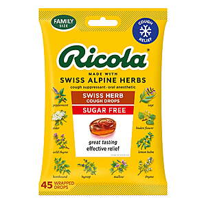 45-Ct Ricola Sugar-Free Original Herb with Stevia Cough Drops $1.23 + Free S&H w/ Walmart+ or on $35+