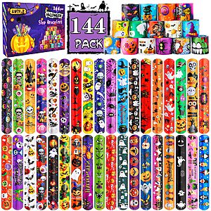 LUYI 144 PCS Halloween Slap Bracelets,Halloween Party Favors Supplies for Kids-108 Different Designs Bracelets $13.99