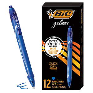 12-Ct BIC Gel-ocity Retractable Quick Dry Gel Pen (Medium Point, Blue) $4.99 + Free S&H w/ Walmart+ or on $35+