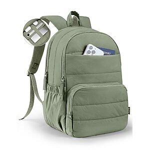 Uselike Travel Backpack for Women, 15.6 Inch Laptop Backpack, Quilted College Bookbag, Cute Work Backpacks, Water Resistant (Sage Green) $22.76