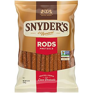 12-Oz Snyder's of Hanover Pretzel Rods $2.43 w/ S&S + Free Shipping w/ Prime or on $35+