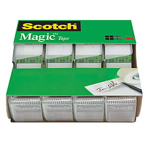 Scotch Magic Tape, Clear, 3/4 in. x 300 in., 4 Dispensers $3.42 + Free S&H w/ Walmart+ or $35+
