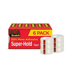 6 Rolls Scotch Super-Hold Tape, Clear, 3/4 in. x 800 in. per Roll $5.94 + Free S&H w/ Walmart+ or $35+