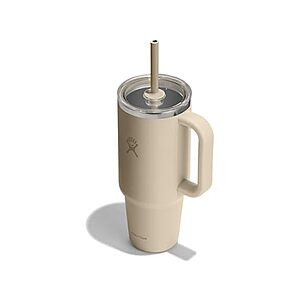 $20 FS PRIME WOOT: Hydro Flask 40oz Clear Lid Travel Tumbler with Straw and Handle - Insulated Stainless Steel in 40oz Oat