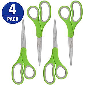 4 pack Westcott KleenCut 8” Titanium Scissors with Ergonomic Green Handle, $5.99, FS WM+