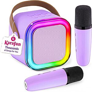 IROO Portable Mini Karaoke Machine w/ 2 Wireless Mics & Bluetooth $9.85 + Free Shipping w/ Prime or on $35+