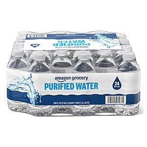 Amazon Grocery, Purified Water, Plastic Bottles, 10 Fl Oz, Pack 24~$2.35 @ Amazon~Buy 4 & Save More!
