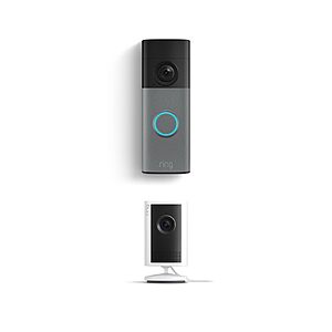 [Limited Deal] Ring Battery Doorbell (newest model), Speckled Gray with Indoor Cam Plus, White $69.99