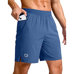 G Gradual Men's Quick-Dry Athletic Shorts w/ Flat-Elastic Waistband & Zippered Phone Pocket (5"/7"/9", Various Colors) $12.99 + Free Shipping w/ Prime or on $35+