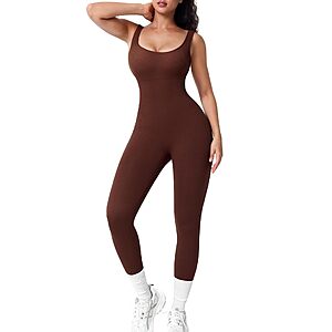 Popilush Women's Built-In Bra Square Neck Ribbed Jumpsuit $11.99 + Free shipping w/ Prime or on 35+
