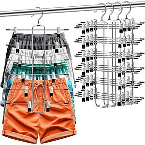 4-Pack FATHITA 6-Tier Pants Hangers w/ Clips (Silver) $20.99 + Free Shipping w/ Prime or on $35+