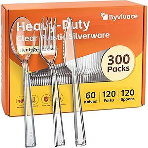 300-Count Byvivace Clear Plastic Silverware Set $13.72 + Free Shipping w/ Prime or on $35+