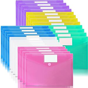24-Pack OUTYLTS A4 Size Clear Document Plastic Envelopes w/ Label Pocket $10.49 + Free shipping w/ Prime or on 35+. $14.99