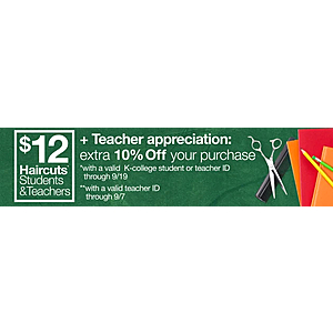 $12 Haircuts for Students/Teachers at JCPenney Salons