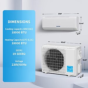 Garvee Mini Split AC & Heat Pump 18000 BTU 19 SEER2 230V WiFi Smart Control R32 Refrigerant, $569.99, FS, Garvee