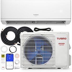 TURBRO 12,000 BTU Ductless Mini Split Inverter AC with Heat Pump, 24 SEER2, 208-230V (Free Shipping) $481