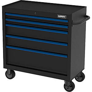 $197.40 - HART 36-Inch 5-Drawer Rolling Tool Cabinet, Locking Steel Garage Storage, Black