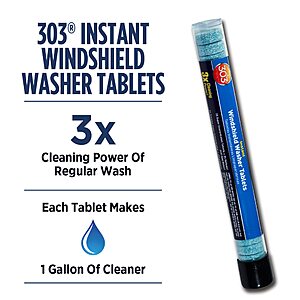 303 Products Automotive Instant Windshield Washer - 3x Cleaning Power - Super Concentrated Tablets - Just Add Water, 25 Tablet $4.67 @ Amazon