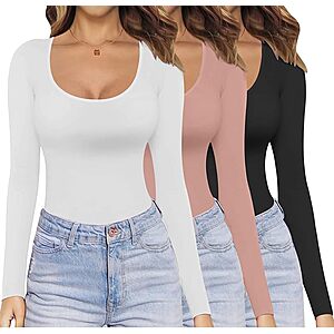 3-Pack Ekouaer Women's Long Sleeve Scoop Neck Shirts (Various) $13.99 ($4.66 each) + Free Shipping w/ Prime or on $35+