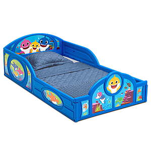 Sleep and Play Plastic Toddler Bed with Attached Guardrails (Baby Shark or Baman) - $34.55