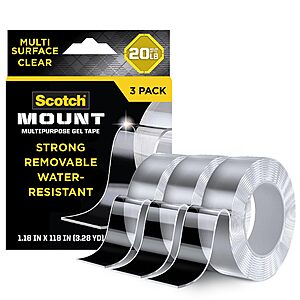 [S&S]3 Pack Scotch-Mount Clear Gel Mounting Tape | Strong Hold (1.18" x 118") $7.01 + Free S&H w/ Prime or $35+