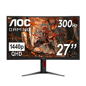 27" AOC 1440p 300Hz 0.3ms 1500R Curved Gaming Monitor $141 + Free Shipping