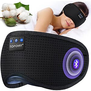 TOPOINT Men's or Women's Bluetooth 5.4 Breathable Sleep Mask Headphones w/ Microphone (2 Colors) $11.50 + Free Shipping w/ Prime or on $35+