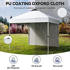 GarveeLife 10x10 Pop Up Canopy with 1 Side Wall, Portable Canopy, Nstant Canopies $46.48