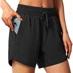Tmeefee Women's 5" High-Waisted Running Shorts w/ Zipper Pockets (Various) $8.99 + Free Shipping w/ Prime or on $35+