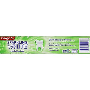 Colgate, Sparkling White Baking Soda Anticavity Fluoride Toothpaste Zing oz, Mint, 6 Ounce~$1.87 @ Amazon