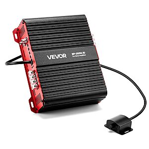VEVOR Monoblock Car Amplifier, 2000W RMS MAX, 1/2/4 Ohm Stable,  with Remote Subwoofer Level Control $83.9