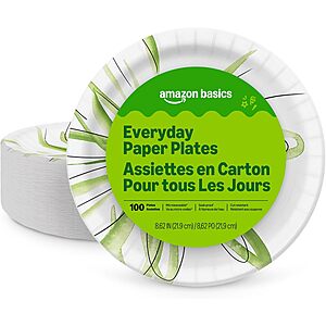 100-Count Amazon Basics Everyday Disposable Paper Plates $4.00 w/ S&S + Free Shipping