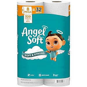 [AC] $10.48* | 2 × 8-Pack Angel Soft Mega Rolls Toilet Paper (320 Sheets Per Roll) ($5.24 each) at Amazon