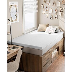 Ferlizer 3" Memory Foam Mattress Topper for College Dorm with Ultra Soft Cover & Corner Straps, CertiPUR-US Certified $64.99