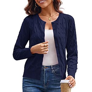 GRACE KARIN Women's Long Sleeve Button Up Cable Knit Cardigan $9.99 + Free shipping w/ Prime or on 35+