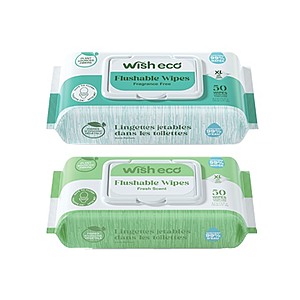 600ct (12 packs of 50ct) Eco Friendly Flushable Wet Wipes by Wish $22.99