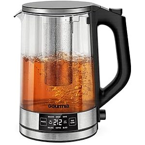 $37.04* | 1.7-Liter Gourmia Programmable Digital Glass  Electric Kettle w/ 6 Presets (Black) at Amazon