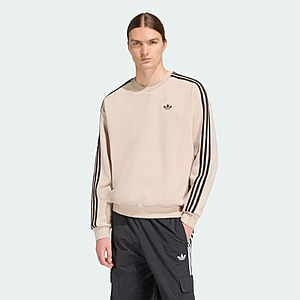 adidas men Adicolor 3-Stripes Oversized Crewneck (Stone Khaki) $19.8