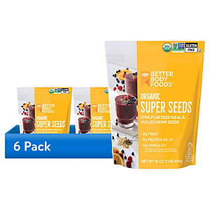 6-Pack 16-Oz BetterBody Foods Organic Super Seeds (Chia Seeds, Flaxseed Meal, Hemp Seeds) $21.35 ($3.56 each) + Free S&H w/ Walmart+ or on $35+