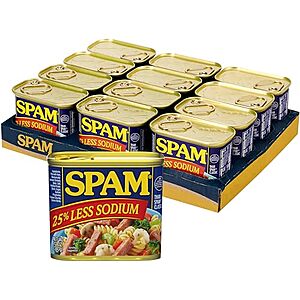 [SnS] $28.47* | 12-Pk 12-Oz SPAM 25% Less Sodium Canned Meat at Amazon