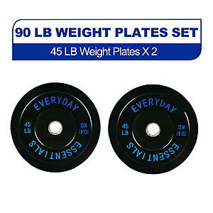 BalanceFrom Olympic Bumper Plate Weight Plate, 45 lbs Pair Black $65.98 + Free S&H at Walmart