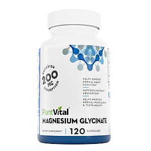120-Count 200mg PlantVital Non-GMO Magnesium Glycinate $3.78 w/ S&S + Free Shipping w/ Prime or on $35+